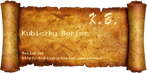 Kubiczky Borisz névjegykártya